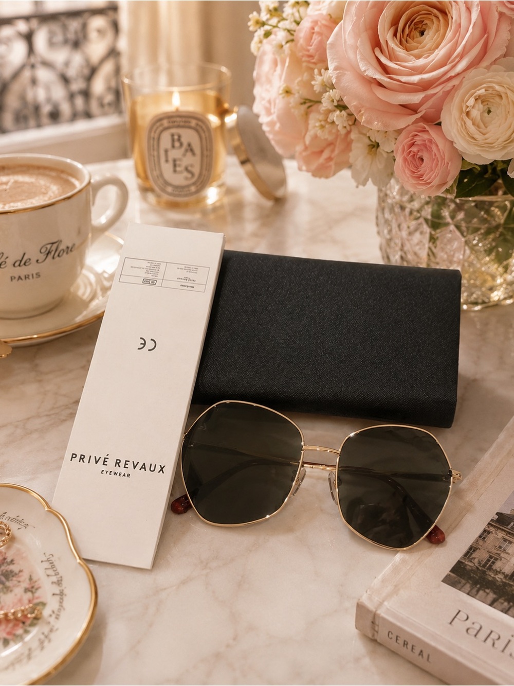 Prive Revaux Women's Gold Frame Sunglasses black elegant designer gift new box